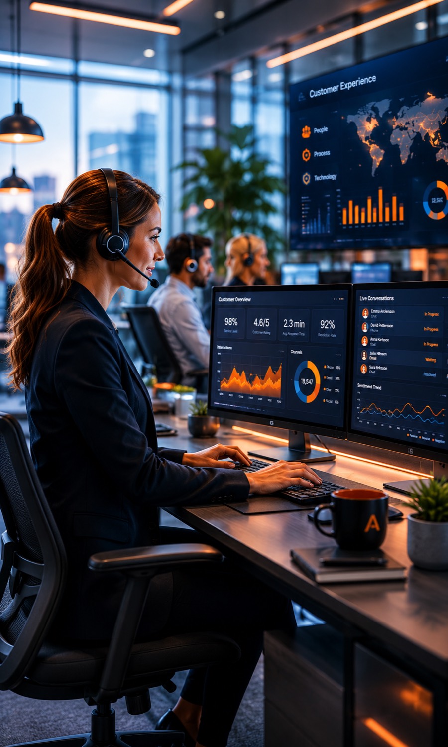 Operational dashboard in a live customer-experience center